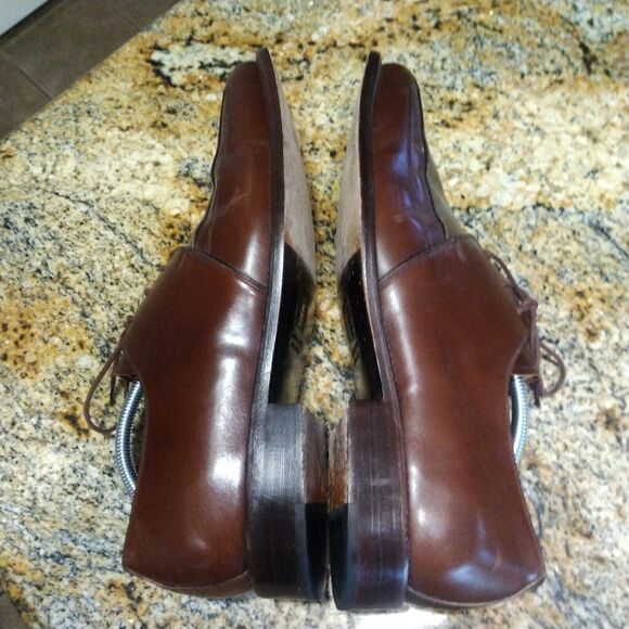 David Eden Brown Square Toe Lace Up Leather Derby Dress Shoes Men's Size 13 - Picture 7 of 13